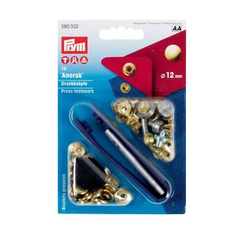 Nähfrei-Druckknopf Anorak, 12mm, goldfarbig 390332